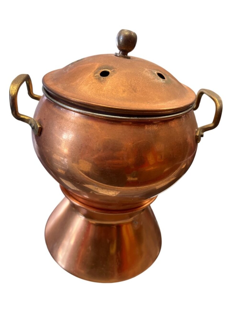 Tayee vintage solid copper chafing dish warmer with lid & pedestal SKU 10-053